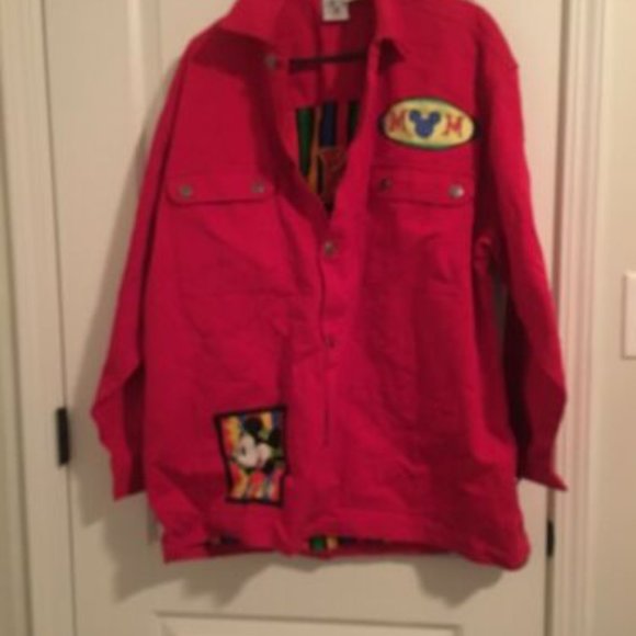 Vintage Mickey & Co. Unisex Adult Red Denim Jean Jacket Sz XL - Picture 3 of 7